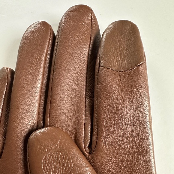 Coach Signature Leather Tech Gloves C5260 dark saddle 6 1/2 S - Picture 4 of 6